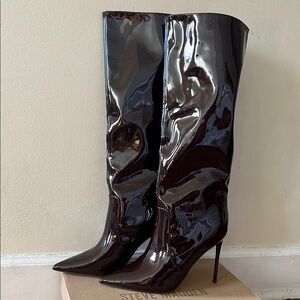 Black Patent Leather Women's Boots